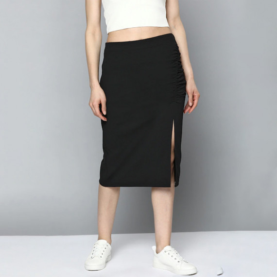 https://fazhionshore.com/products/women-black-pure-cotton-solid-ruched-straight-skirt