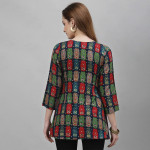 Blue & Green Viscose Rayon Printed Tunic