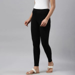 Women Black Solid Ankle Length Leggings