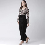 Women Black & Pink Printed Basic Jumpsuit