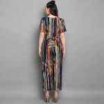 Blue & Orange Foil Printed Basic Jumpsuit