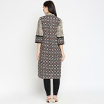 Women Beige & Black Printed Kurta