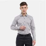 Men Grey Horizontal Stripes Striped Cotton Formal Shirt