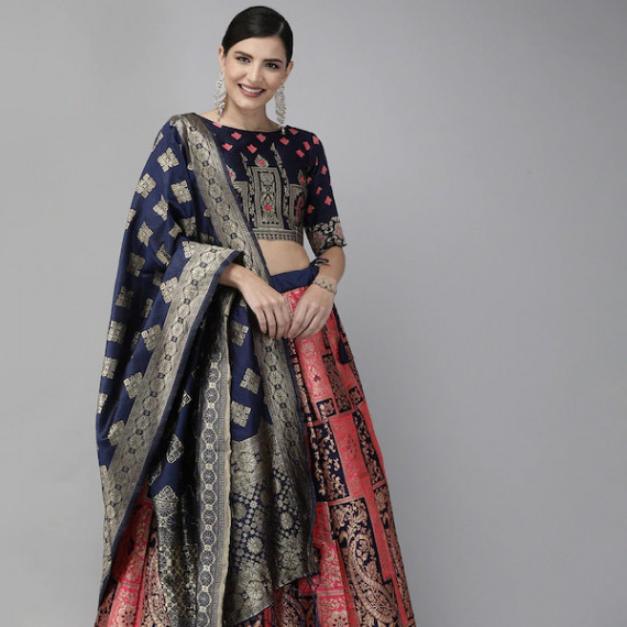 https://fazhionshore.com/products/pink-navy-blue-woven-design-semi-stitched-lehenga-unstitched-blouse-with-dupatta