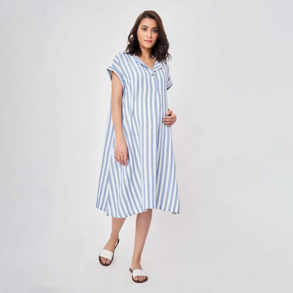 https://fazhionshore.com/products/blue-striped-maternity-shirt-midi-dress