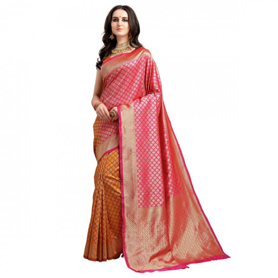 https://fazhionshore.com/products/pink-mustard-yellow-ethnic-motifs-woven-design-half-half-kanjeevaram-saree