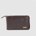 Men Brown Textured Zip Around Wallet