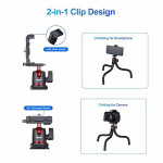 ULANZI Camera Tripod, Mini Flexible Tripod Stand with Hidden Phone Holder w Cold Shoe Mount, 1/4'' Screw for Magic Arm, Universal for iPhone 11 ProMax